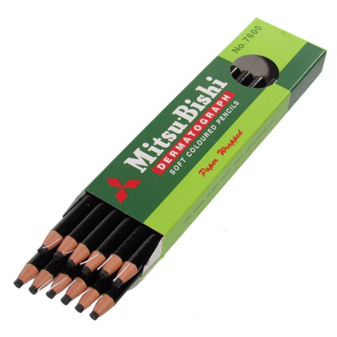 Caixa Lápis Dermatográfico Mitsubishi Preto - 12Und