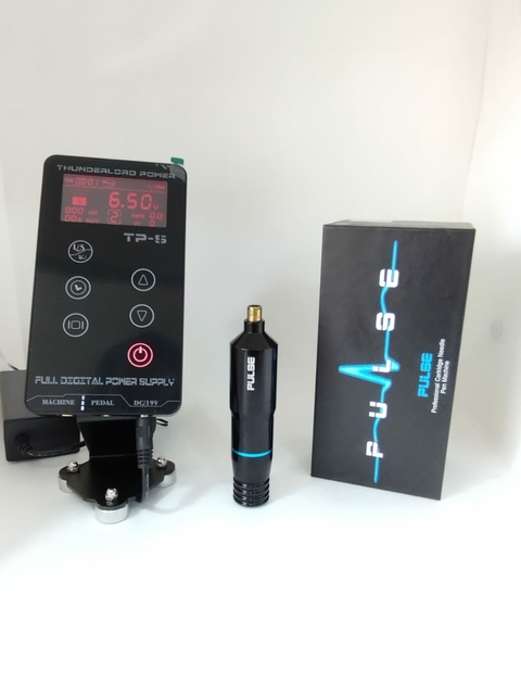 Kit Máquina Rotativa Pulse Pen Preta Quatat com Fonte Touch