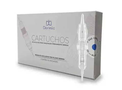 Caixa de Agulha Dermia Plume 5F Pontas Flat Linear Easy Click Rosca 10 Unid.