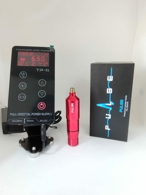 Kit Máquina Rotativa Pulse Pen Vermelha Quatat com Fonte Touch