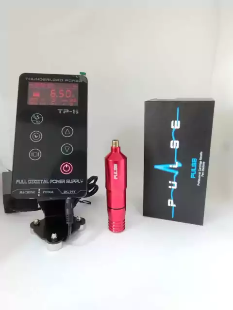 Kit Máquina Rotativa Pulse Pen Vermelha Quatat com Fonte Touch