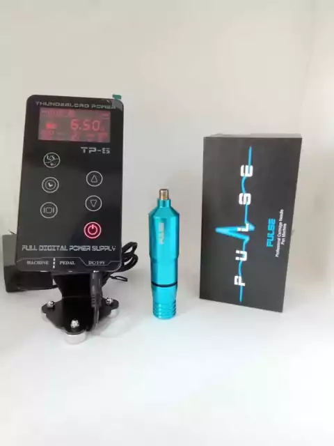 Kit Máquina Rotativa Pulse Pen Azul Quatat com Fonte Touch