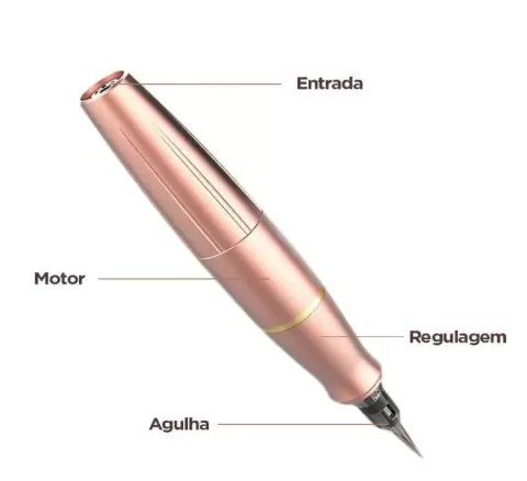 Dermógrafo Biomaser P90 Hibrido na cor Rose Gold