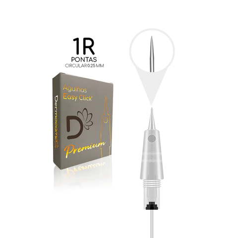 Agulha Dermocamp Easy Click Premium de Rosca 1RL 0.25mm - Cx C/ 10 und