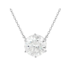 Colar delicado de prata 925 com pedra redonda de moissanite de 4.5mm