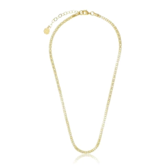 Colar curto de malha italiana em ouro amarelo 18K com extensor e fecho de mola