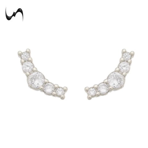 BRINCO ZIRCÔNIAS CURVADO BANHO PRATA