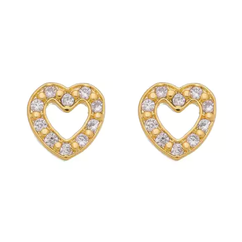 BRINCO CORAÇÃO VAZADO ZIRCONIA PEQUENO BANHO OURO