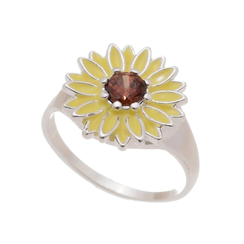 ANEL GIRASSOL ZIRCONIA BANHO PRATA