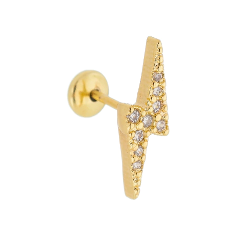 PIERCING RAIO DE ZIRCONIA FURO BANHO OURO