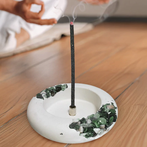 Incensário Circular Quartzo verde