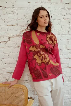 Maxi Sweater Mora cereza - comprar online