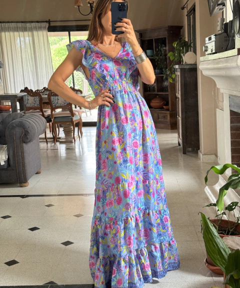 VESTIDO HOLLYS CELESTE - comprar online