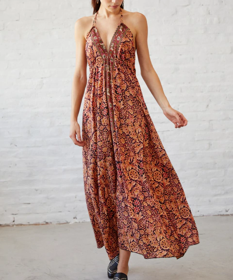 Vestido Rilha naranja y negro