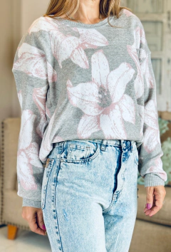 Imagen de Sweater Lirio gris y rosa