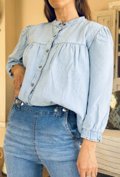 Camisa Hortensia 3/4 celeste - comprar online
