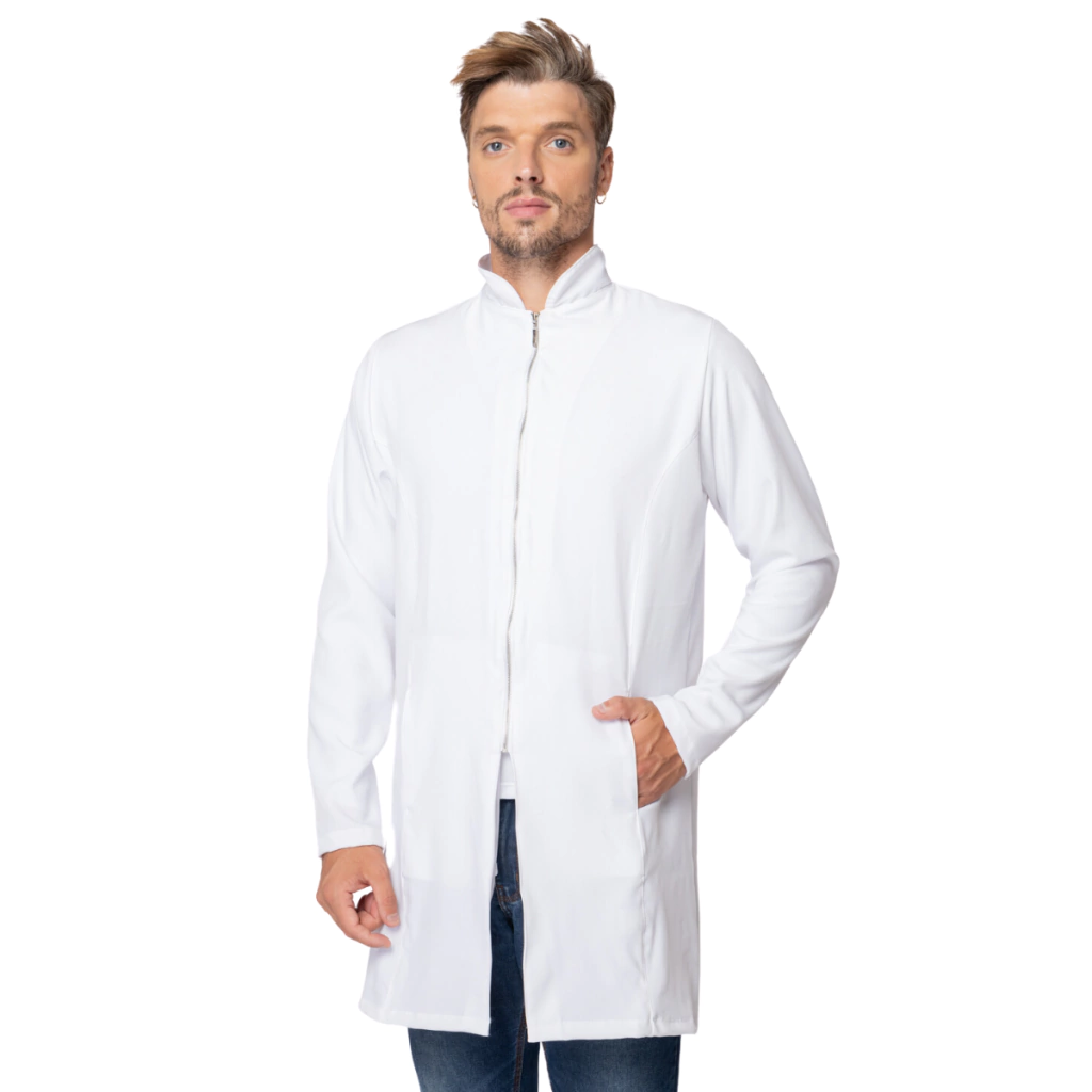 Jaleco Masculino Gola Padre Elastano Two Way Com Zíper Slim