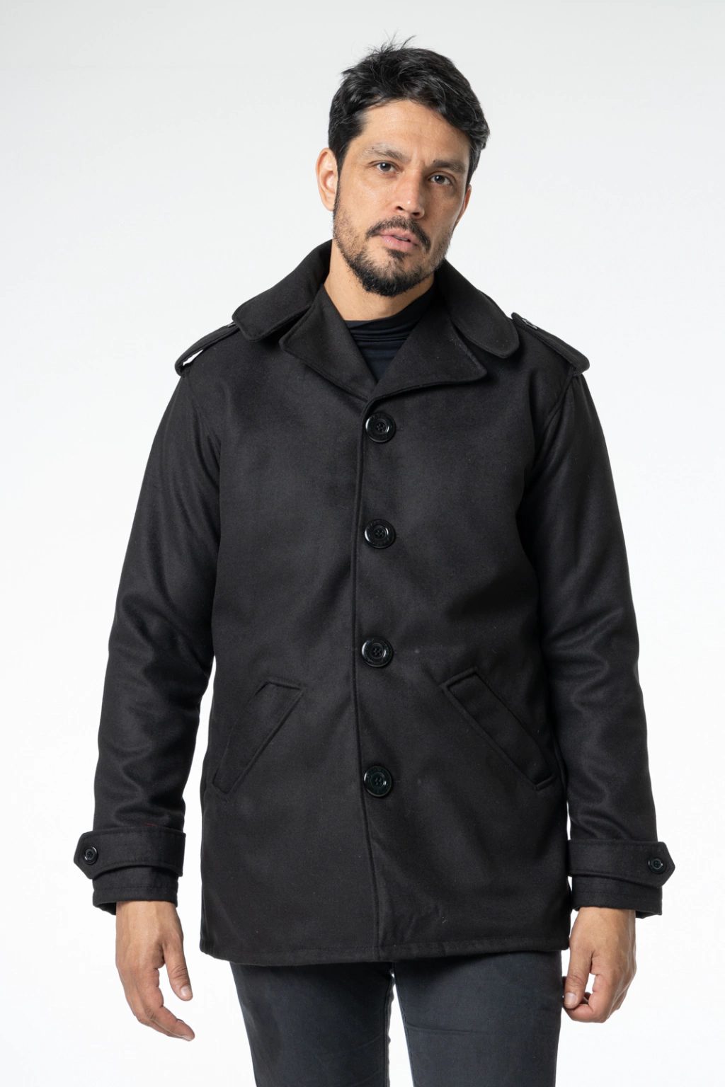Casaco Sobretudo Blazer Carbella Lã Batida Preto