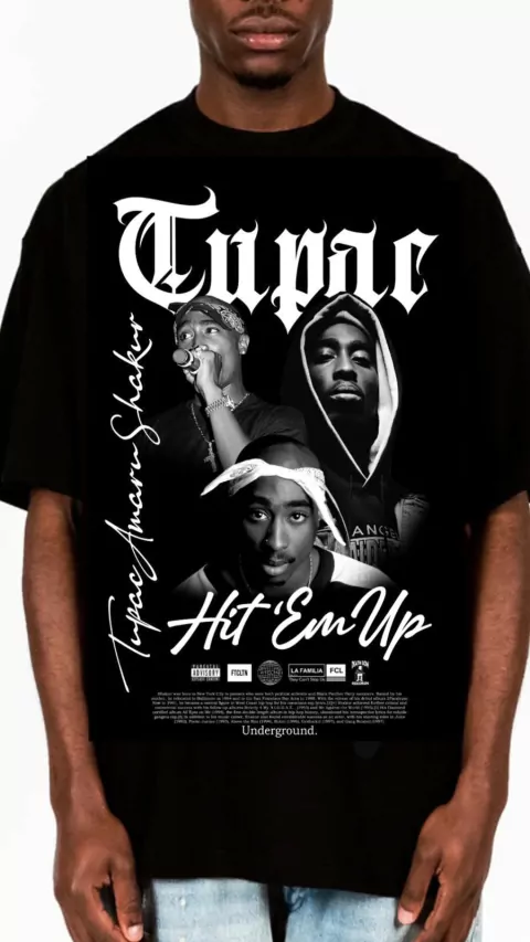 CAMISETA MASCULINA OVERSIZED HIT EM UP PRETA