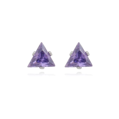 Brinco Triangulo Aço304 Inoxidável Zirconia 7mm - loja online