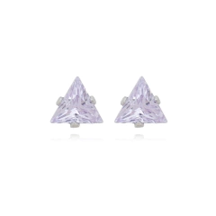 Brinco Triangulo Aço304 Inoxidável Zirconia 7mm - AUTHENTIC EVOLUTION COMERCIO ATACADISTA E VAREJISTA DE PEDRAS PRECIOSAS LTDA