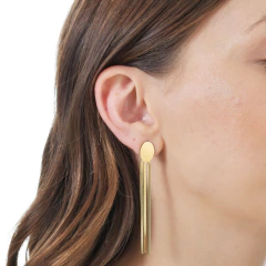 Brinco Aço304 inoxidável Dourado Gota e Penduricalho