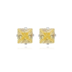 Brinco Quadrado Aço304 Inoxidável Zirconia 6mm - AUTHENTIC EVOLUTION COMERCIO ATACADISTA E VAREJISTA DE PEDRAS PRECIOSAS LTDA