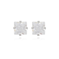 Brinco Quadrado Aço304 Inoxidável Zirconia 6mm - comprar online