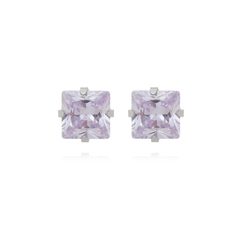 Imagem do Brinco Quadrado Aço304 Inoxidável Zirconia 6mm
