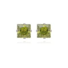 Brinco Quadrado Aço304 Inoxidável Zirconia 6mm