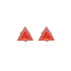 Brinco Triangulo Aço304 Inoxidável Zirconia 7mm