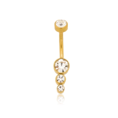 Bananabell Aço316l PVD Dourado C Pedras Branca