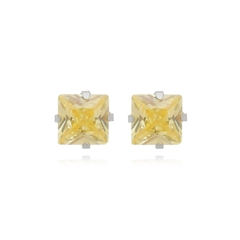 Imagem do Brinco Quadrado Aço304 Inoxidável Zirconia 8mm