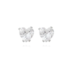 Brinco Coração Aço304 Inoxidável Zirconia 7mm - comprar online