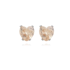Imagem do Brinco Coração Aço304 Inoxidável Zirconia 7mm