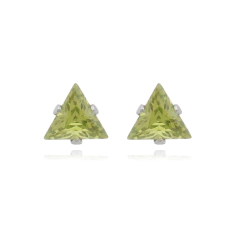Imagem do Brinco Triangulo Aço304 Inoxidável Zirconia 7mm