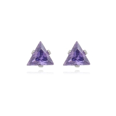 Imagem do Brinco Triangulo Aço304 Inoxidável Zirconia 5mm