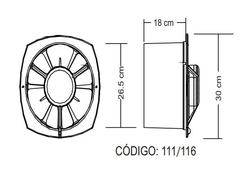 Extractor Cocina Ecoclima 25/15 Blanco Diámetro 25 para pared de 15cms - Persianas móviles - comprar online