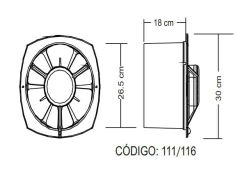 Extractor Cocina Ecoclima 25/15 Cromo Diámetro 25 para pared de 15cms - Persianas móviles - comprar online