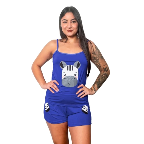 Baby Doll Short e Blusa de Alça Estampado Mãozinha Personagem Conjunto de Dormir Feminino - Surreal Lingerie: Roupas para Gestantes, Amamentação e Lingeries