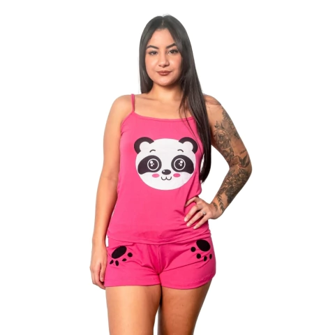 Baby Doll Short e Blusa de Alça Estampado Mãozinha Personagem Conjunto de Dormir Feminino - loja online