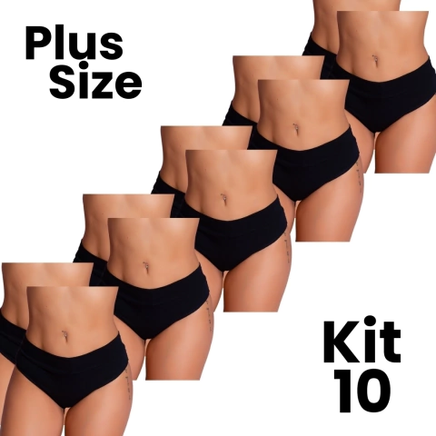 Kit 10 Calcinhas Cós Alto Cotton Confortável Plus Size Elasticidade Tamanho Grande - Surreal Lingerie: Roupas para Gestantes, Amamentação e Lingeries