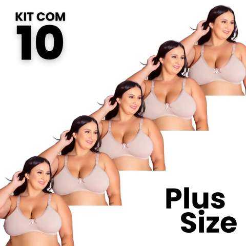 Kit 10 Sutiãs Amamentação Cotton Plus Size Alças Ajustáveis Fácil Acesso Confortável Tamanho Grande na internet