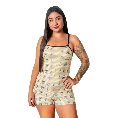 Macaquinho Pijama Estampado Personagens Temático Design Divertido Ondinha Alça Regulável Roupa de Dormir - comprar online