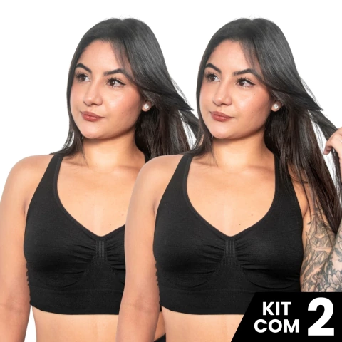 Kit 2 Tops Duplos Sutiã Academia Fitness Sem Costura Alta Sustentação Para Atividades Fisícas, Treinos e Malhação - comprar online