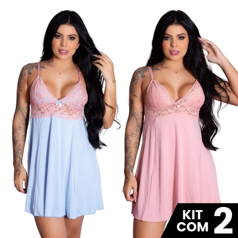 Kit 2 Camisolas Sexy Com Renda Elegante Sensual Sedutora Estilo Romântico Alças Reguláveis - comprar online