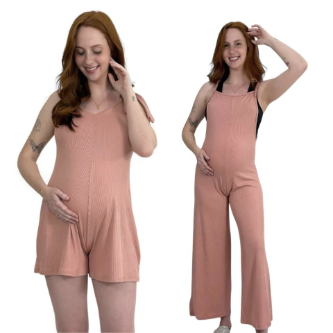 Kit Macacão e Macaquinho Amamentação Canelado Alça Amarrar Confortável Prático - Surreal Lingerie: Roupas para Gestantes, Amamentação e Lingeries