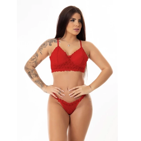 Conjunto de Sutiã Com Aro Renda e Calcinha Sexy Elegante Lingerie Sensual e Sedutora