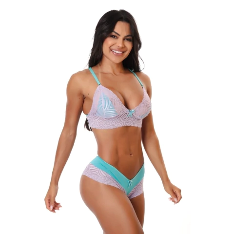 Conjunto Calcinha e Sutiã de Renda Bicolor Sexy Lingerie feminina na internet