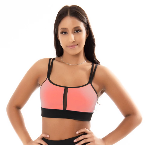 Imagem do Top Fitness Suplex Detalhe em Tela Frontal Confortável Roupa de Academia Feminino Design Moderno